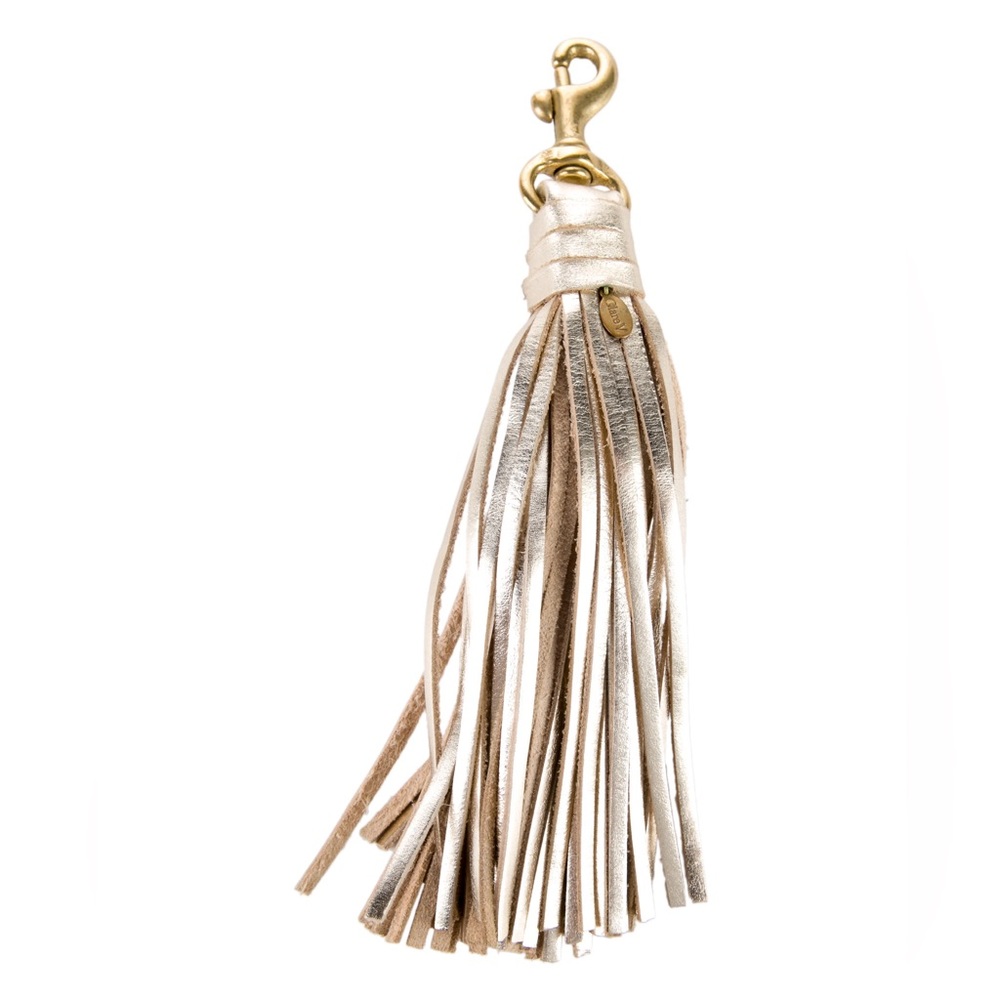 Clare V gold tassel keychain